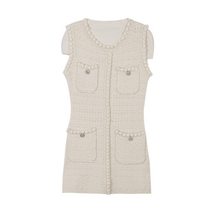 Rich family daughter small fragrant style knitted dress women's inner skirt hip