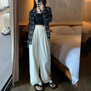 Acetic Acid Velvet Yamamoto Pants Women's Ice Silk Wide Leg Pants Summer Texture Sense Milk Fu Pants Women's Casual Slim Look Straight Pants