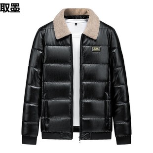 Foreign Trade 2023 Cross-border Leather Men's Leather Cotton-padded Jacket Turned Wool Collar Trend Korean Casual Men's Winter Wear Thickened Jacket Coat