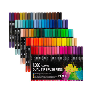 Amazon New Black Rod Double Head Marker Soft Head Watercolor Pen Set Color Gouxie Pen Bookkeeping Art Supplies