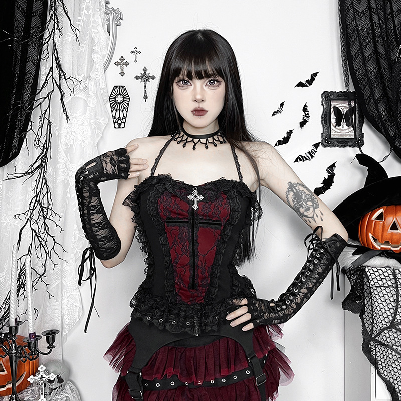 Duchess of XS24290 Strapless Chain Top Women's Halloween European and American Fashion Spice Girls Sexy All-match Vest