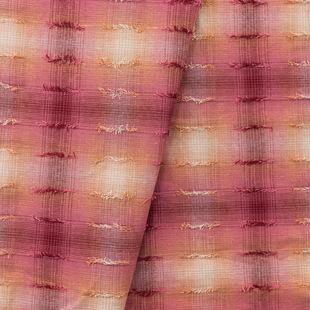 in stock fashion brand retro red shirt dress coat fabric three-dimensional tassel cotton yarn-dyed cut plaid