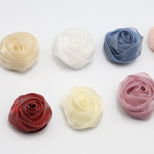 Permanent flower organza rose flower hair accessories bag clothing material dress coat decoration floret headdress