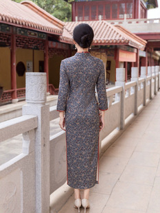 New Chinese Style National Style Cheongsam 2024 Autumn and Winter New Manli Velvet Long Nine-point Sleeve Banquet Portrait Cheongsam dress