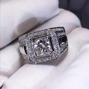 Weiya cross-border silver diamond white round zircon micro-inlaid full diamond fashion wedding banquet luxury men's and women's ring