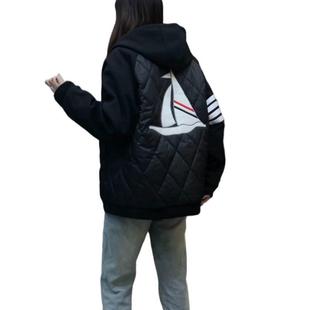 Winter New Stitching Sailing Cotton-padded Clothes Casual Trendy Solid Color Jacket All-match Warm Couple Hooded Cotton-padded Jacket