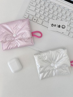 4731 Ins Style Bow Zipper Coin Purse Sanitary Napkin Storage Bag Multifunctional Student Portable Storage Bag