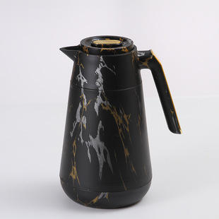 Factory direct supply wood texture hot water bottle spray plastic high color value insulation pot with handle portable coffee pot wholesale