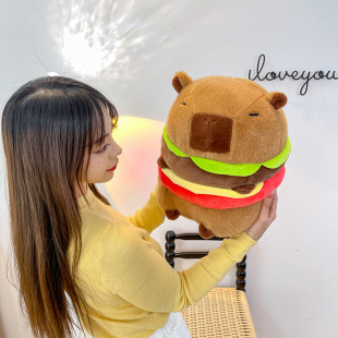 Cross-border Foreign Trade Explosions Creative Kapibala Plush Toy Hamburger Capybara Doll Doll New Doll Gift