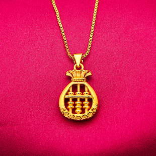 Vietnam gold lucky bag Abacus necklace imitation gold live delivery Abacus pendant gold-plated snake bone chain for girlfriend