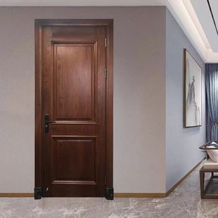 Foshan Pure Solid Wood Factory Outlet Walnut New Chinese Style Baking Paint Door Bedroom Door Entry Door Mortise and Tenon Technology
