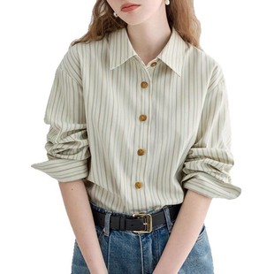Striped Shirt Women's Design Sense Niche Loose Slimming Fashionable Long-sleeved Top 2025 Spring and Autumn New All-match Commuter