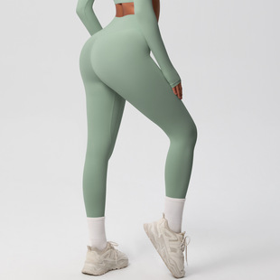 European and American High Waist Sanding Nylon Yoga Pants Cloud Sense Outdoor Sports Tight Pants Quick-drying Breathable Running Fitness Pants