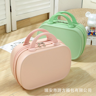 Factory wholesale candy color 14 inch suitcase suitcase round storage box Mini small gift makeup bags