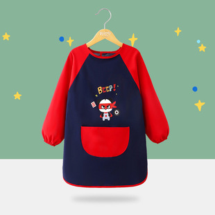 Children's drawing apron art printing custom logo kindergarten waterproof overalls anti-dirty anti-dressing baby eating