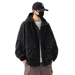 Free Shipping Spring and Autumn Men's plus size Solid Color Hooded Casual Jacket Men's Fat Boys Plus Fat Plus Plus Trendy Overwear Jacket