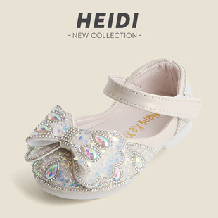 Girls' Princess Shoes 2025 Autumn Children's Dance Shoes Diamond Shoes Little Girl Performance Shoes Bow Baby Single Shoes