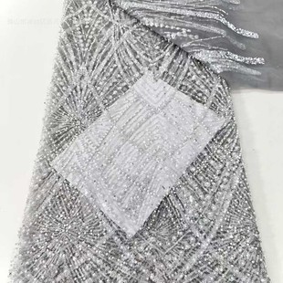 Bead Tube Embroidery Fabric Mesh Bubble Bead Fabric European and American High Set Light Luxury Women's Wedding Dress dress Fabric