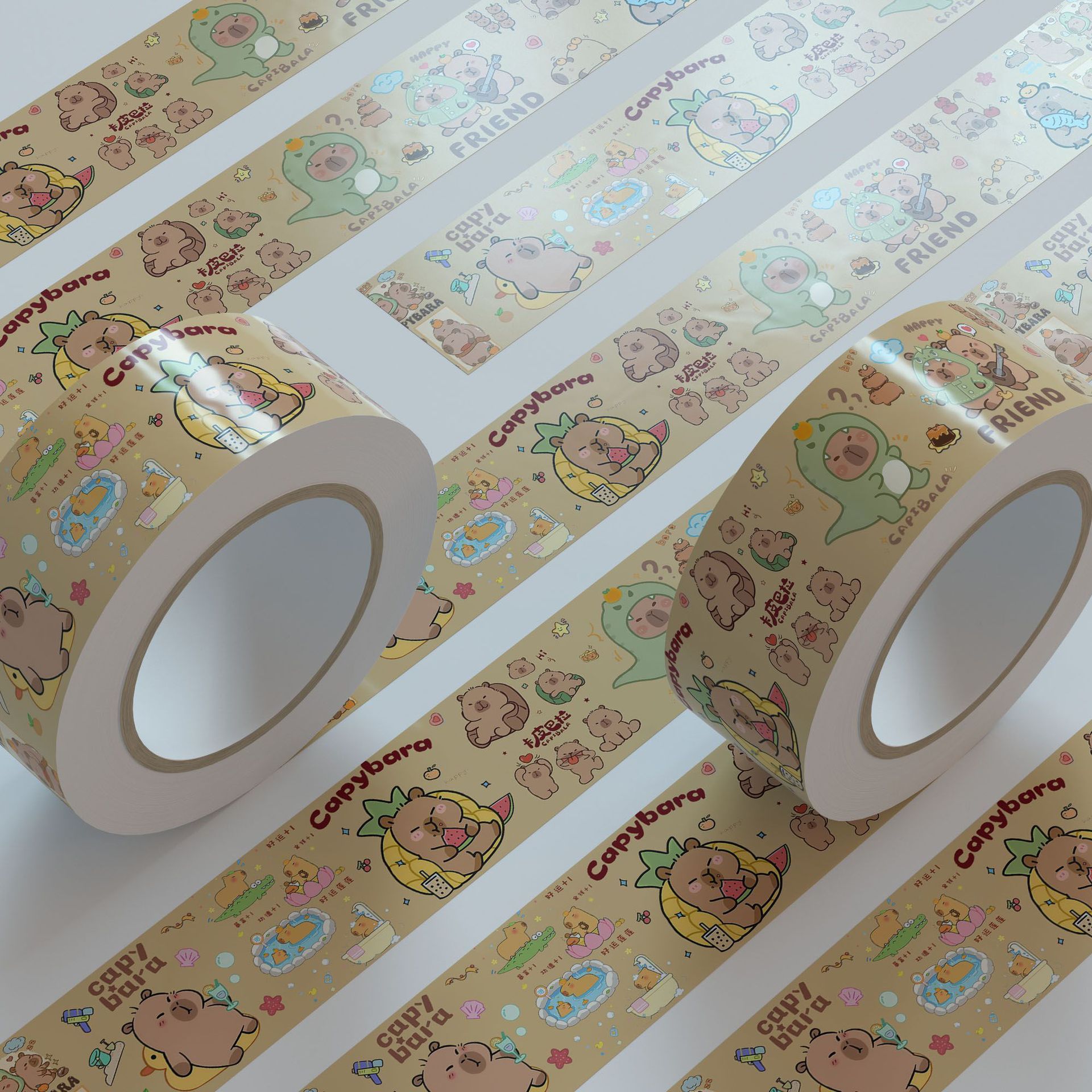 Cartoon Cat and Mouse Kt Cat DIY Big-Eared Dog Waterproof Tape Sealing Cute Box Sealing Journal Peripheral Stickers