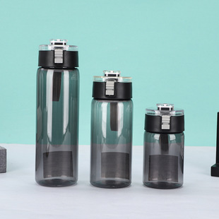 New Transparent Portable Plastic Cup Outdoor Portable Sports Water Bottle Unprinted Student Bounce Lid Suction Cup