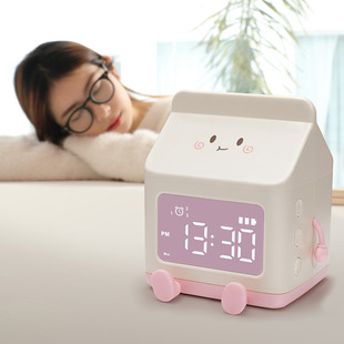 Milk Box Creative Electronic Alarm Clock Multi-function Bedroom Bedside Cute Children Students Self-discipline Snooze Digital Clock