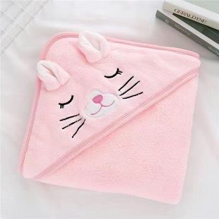 Coral Velvet Quilt Hooded Bath Towel Baby Bath Towel Wearable All-Season Absorbent High-Yang Special for Small-Month-Olds