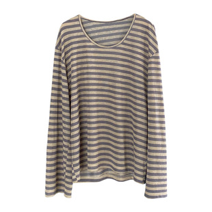 Jiang Zuo is thin and soft! All-Match Basic Sun Protection Striped Top Women's Summer Relaxation Casual Loose T-Shirt 1133
