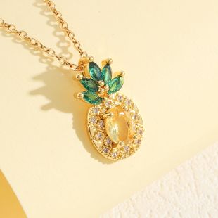 Cross-border series new titanium steel necklace women's high-grade all-match copper micro-inlaid zircon pearl pendant clavicle chain jewelry