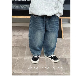 Boys' Jeans 2024 Spring and Autumn New All-match Handsome Children's Casual Trousers Baby Stylike Large Children's Trousers
