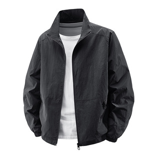2025 New Spring and Autumn Collar Jacket Men's Thin Jacket Men's Casual Fashion Waterproof Thin Trendy Men's Wear