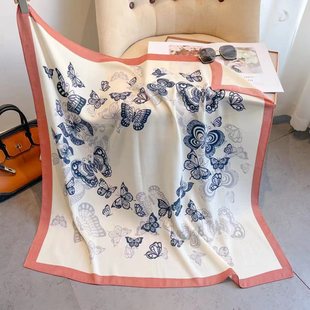 New 90 Square Scarf Printed Autumn and Winter New Scarf Scarf Temperament All-match Silk Scarf Square Scarf Dual-purpose Shawl Outer Wear