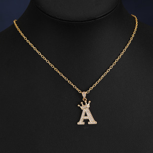 Cross-border 2025 Spring New English Letter H Necklace Women's High-end Sense Exquisite Micro Rhinestone Crown Pendant Tide