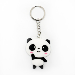 Cross-border Panda Keychain Cute Cartoon Chinese Style Children's PVC Key Ring Car Pendant Accessories Small Gifts