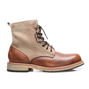 Ordering Martin Boots Men's British Style Thick Bottom Joker Motorcycle Retro Stitching High Top Workwear Boots Men's Fashion