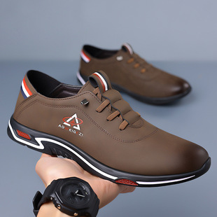 Men's Trendy Casual Shoes Korean Style Light Simple Fashion Soft Sole Non-slip Leather Shoes Cross-border Wholesale Foreign Trade Leather Shoes