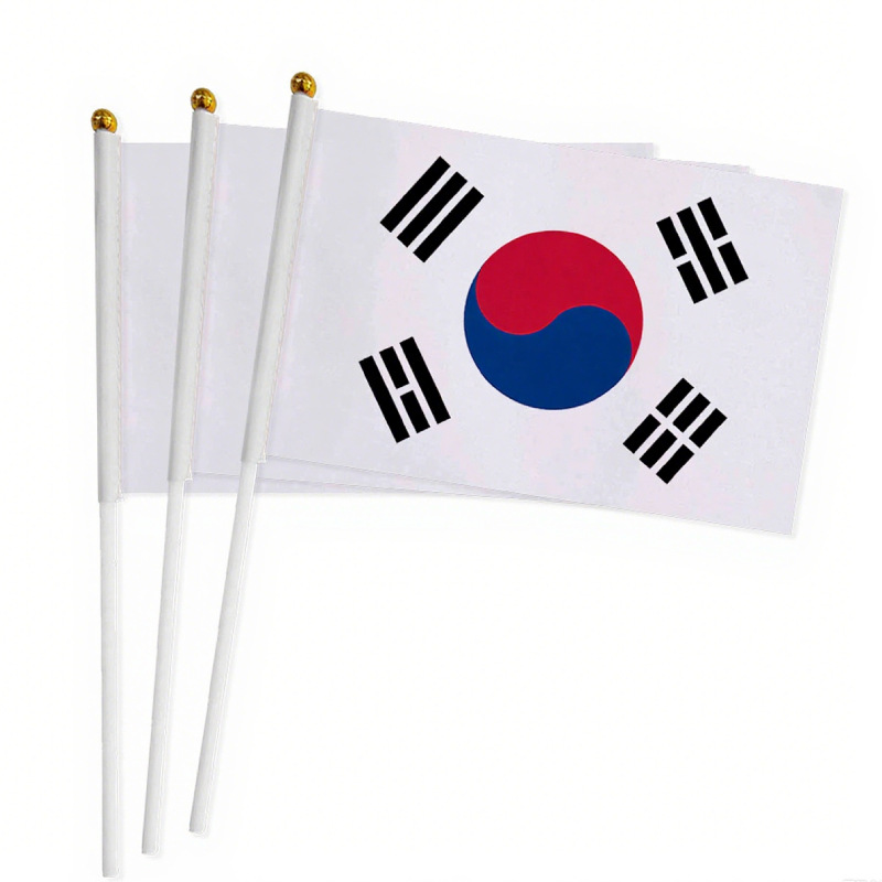 국경 간 재고 14×21cm 손잡이 깃발, 응원용 소형 국기, 미국, 캐나다, 멕시코 월드컵 깃발, 폴리에스터 깃발