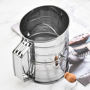 Cross-border in stock semi-automatic handheld large medium oblique flour sieve baking tool with scale single layer powder sieve