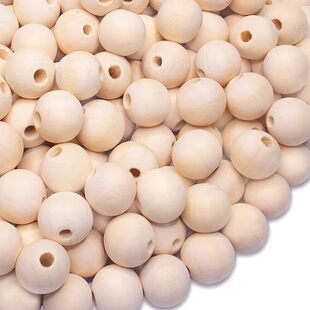 DIY Natural Wood Color Perforated Wooden Beads in Various Sizes for Children's Handmade Beaded Curtains, Accessories Can Be Paired with Dyed Twine