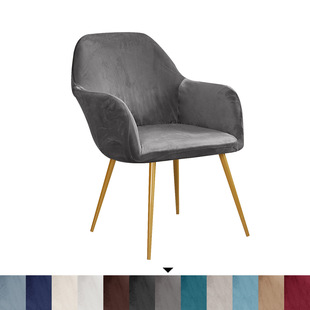 Cross-border velvet makeup stool high armrest chair cover arc shaped chair cover elastic dining chair cushion integrated sofa cover