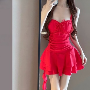 Swimsuit Women's 2025 New Explosive One-piece Skirt High-end Sense Conservative Flesh-covered Slimming Seaside Vacation Swimsuit