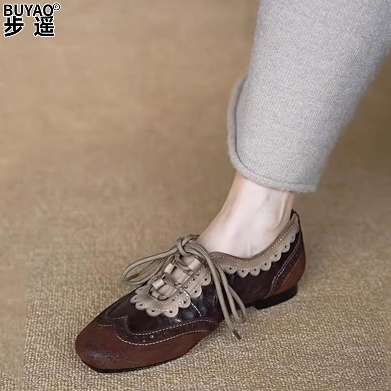 Sheepskin Version of Old Money Style Women's Shoes, 2026 Spring New Model, Soft-Soled, Comfortable Single Shoes, Lace-Up Loafers