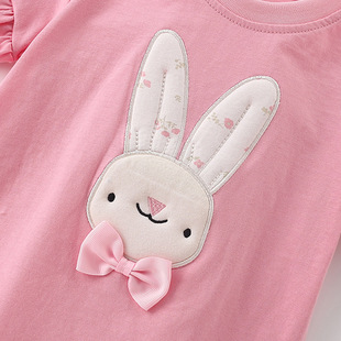 Cross-border malwee girls round neck summer new European and American children's casual T-shirt children's western style top