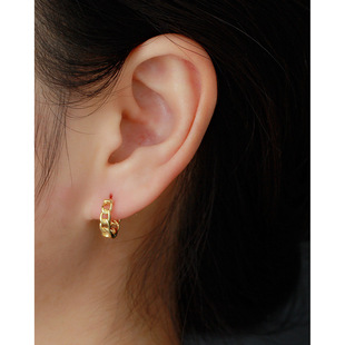 YHE0173 Cross-border European and American Light Luxury S925 Sterling Silver INS Style Distinctive Chain Ear Ring Ear Buckle All-match Earrings Silver Jewelry