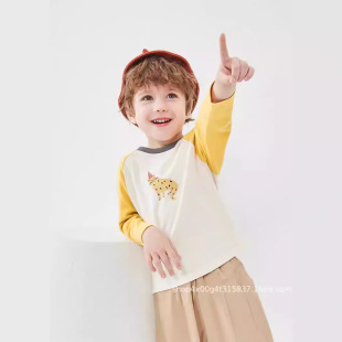 Clear goods boys and children's long sleeve T-shirt cotton 2024 baby spring new loose western style base shirt