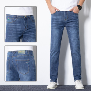 2024 new spring and summer thin light business slim small straight all-match men's stretch Denim long pants