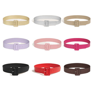 All-Match Wide Belt Women's Skirt Sweater Decorative Pin Buckle Belt dress Tight Waist Slimming White Waist Cover