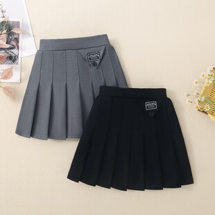 Girls' Pleated Skirt 2025 Spring and Autumn New Solid Color Skirt for Older Children Versatile Jk Short Skirt Autumn