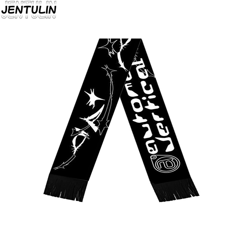New Black Gothic Scarf, Thickened Imitation Cashmere Warm Neck Scarf, Cross-Border Best-Selling Knitted Retro Tassel Scarf