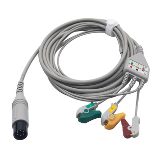 Compatible with Mindray Ecg Lead Wire T5 Universal 6-Pin 5-Lead Clip-On/Buckle Monitor Accessories Ecg Cross-Border Export