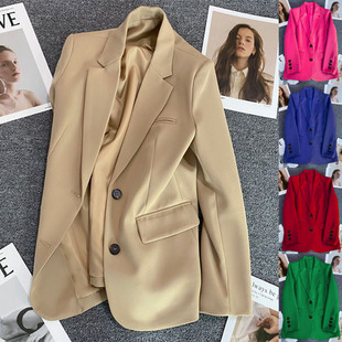 khaki Suit Jacket Women 2024 Spring and Autumn New Casual Elegant Street Suit Korean Suit Jacket Women